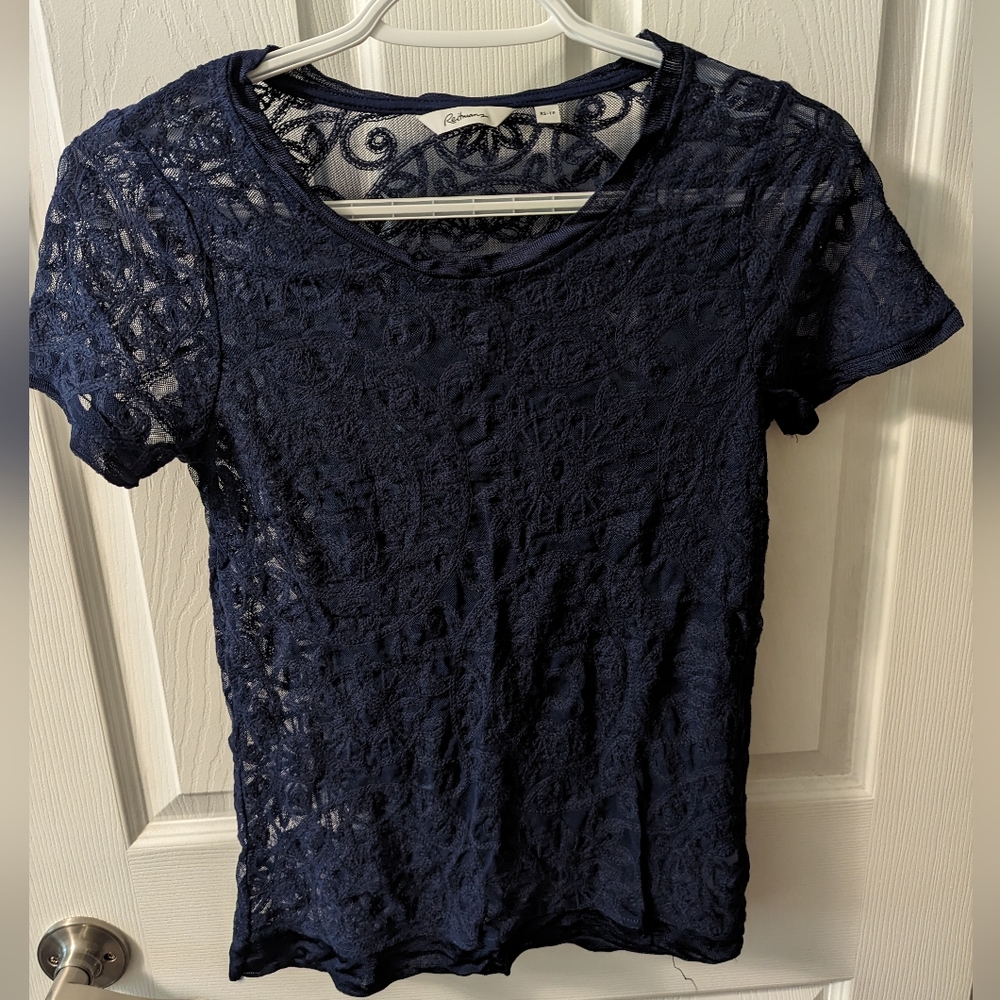 Reitmans Mesh Navy Tee | Size XS